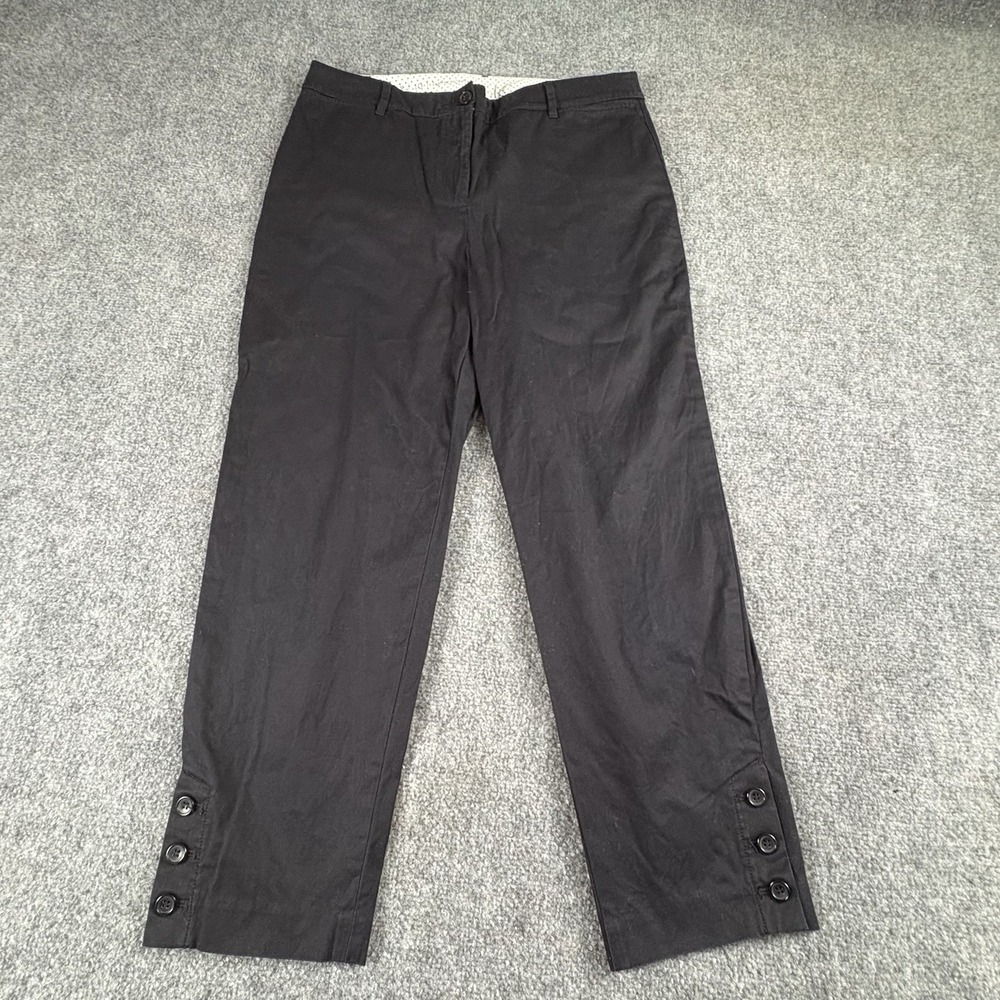 Talbots Perfect Cropβ Pants Women's 10 Navy Ankle Coastal Grandmother Button Hem